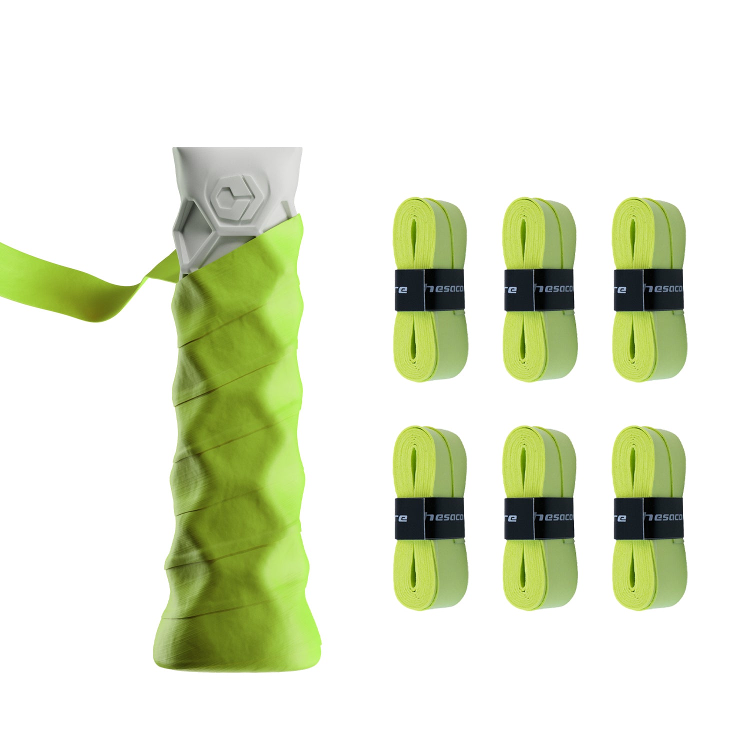 Neon Green Hesacore Hesatac Overgrips – 6 & 12 Pack | Pickleball