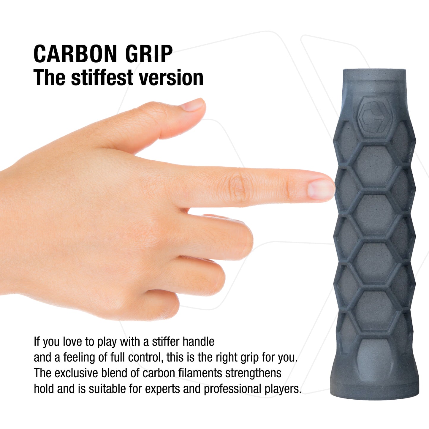 Pickleball Carbon Grip - 5.25 Inches Long - Stiff Feel - Charcoal