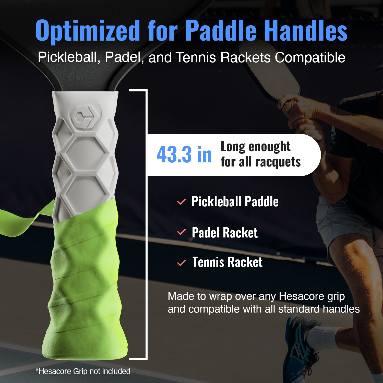 Neon Green Hesacore Hesatac Overgrips – 6 & 12 Pack | Pickleball